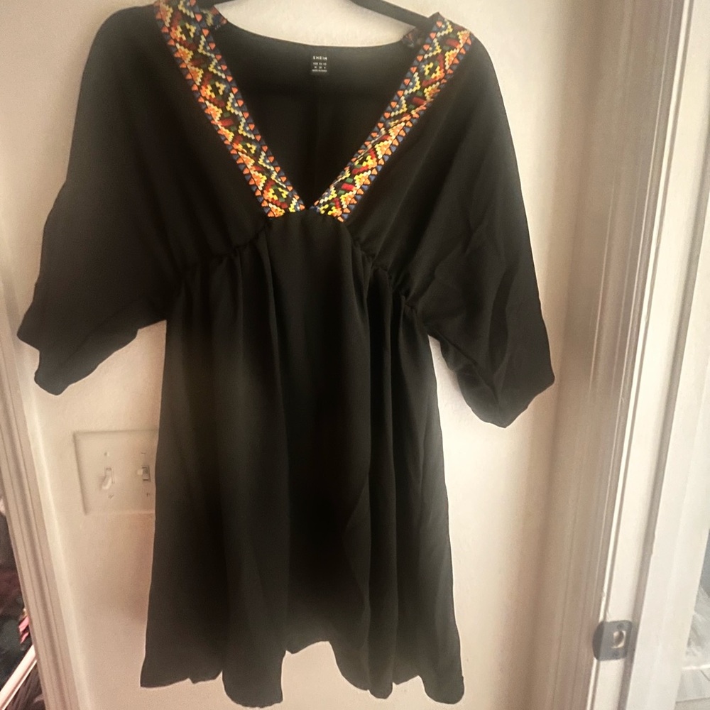 SHEIN Black Dress with Vibrant Accents